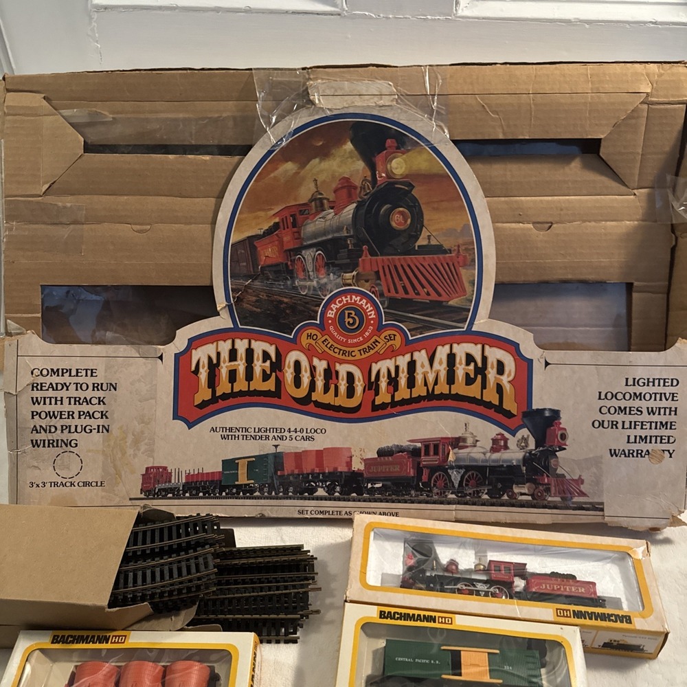 VTG Bachman The Old Timer HOScale Train Set 4-4-0 Loco Tender 5 Cars CPRR Tested - Picture 2 of 16